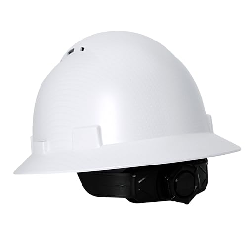 Aolamegs Safe Casco de ala Completa de Fibra de Carbono Blanco Mate con Gafas de Seguridad y Forro para Hombres y Mujeres, Aprobado por ANSI Z89.1, Seguridad con Correa de Barbilla y Visera Solar