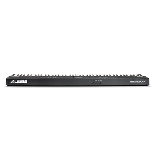 Alesis Teclado piano con 88 teclas y 480 sonidos, altavoces, MIDI USB, atril, adaptador de corriente y lecciones de piano para principiantes