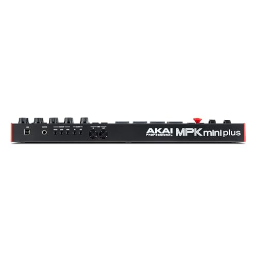 Akai Professional MPK Mini Plus - Teclado Controlador MIDI USB de 37 Mini Teclas con 8 Pads MPC, Secuenciador, MIDI/CV/Gate I/O, Software de Producción y Native Instruments Sound Package