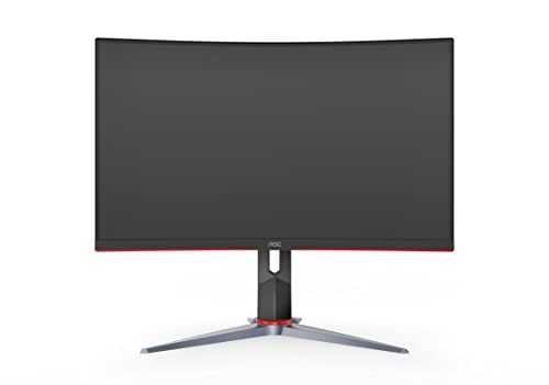 AOC C24G2 Monitor de Juego Curvo sin Marco de 24" Pulgadas, 1920x1080 FHD, 1500R Curvado VA, 1ms, 165Hz, AMD FreeSync, Altura Ajustable HAS. Garantía de 3 años en Panel.