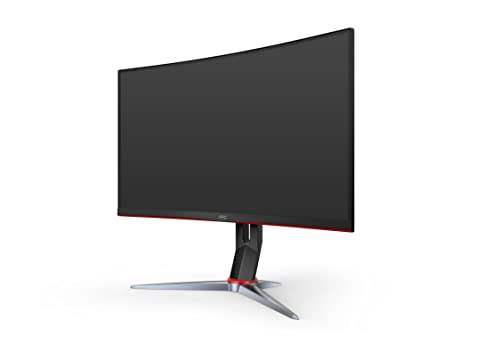 AOC C24G2 Monitor de Juego Curvo sin Marco de 24" Pulgadas, 1920x1080 FHD, 1500R Curvado VA, 1ms, 165Hz, AMD FreeSync, Altura Ajustable HAS. Garantía de 3 años en Panel.