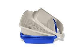 Caja de Arena Van Ness Azul Gris con Marco para Gatos