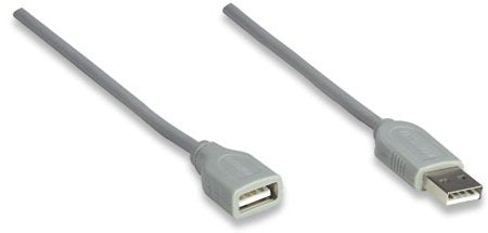Manhattan CABITL900 Cable USB, Extensión, 3 m, USB A, USB A, Macho/Hembra, Gris