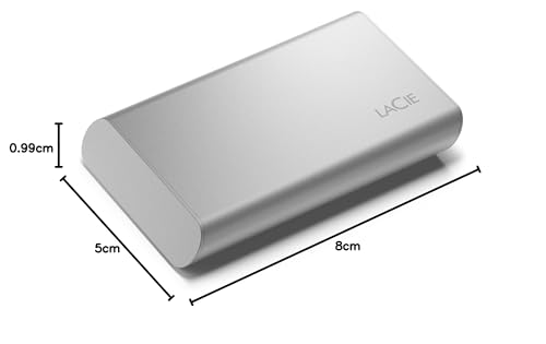 LaCie Unidad de Estado sólido Externa portátil SSD de 1 TB - USB-C, USB 3.2 Gen 2, velocidades de hasta 1050 MB/s, Moon Silver, para Mac PC y iPad, con Servicios de Rescate (STKS1000400)