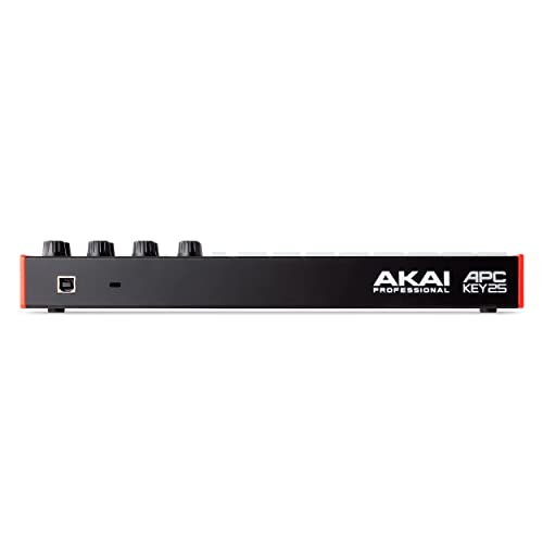 Akai Professional APC Key 25 MK2 - driver de teclado MIDI USB de 25 teclas para lanzamiento de clips con Ableton Live Lite, 40 almohadillas para orejas RGB y 8 perillas giratorias