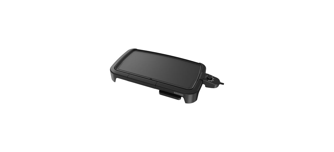 Black+decker - Plancha eléctrica tamaño familiar, Plancha con bandeja de calentamiento, Negro, 1