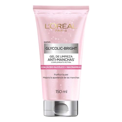 L'Oréal Paris Gel de Limpieza Anti-manchas Glycolic Bright con Ácido Glicólico y Niacinamida todo tipo de manchas, 150ml