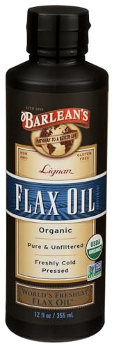 Aceite de Linaza Barleans Orgánico con Alto Lignano 12 Fl Oz