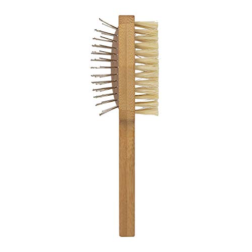 Burt's Bees for Dogs cepillo para polvo de doble cara con cerdas de cáñamo para perros, el mejor cepillo para polvo multiuso para perros para reducir el desprendimiento | para perros grandes de pelo largo y corto