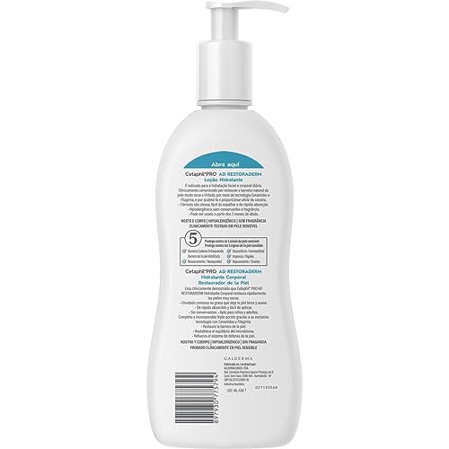 CETAPHIL PRO AD Restoraderm Hidrtante 1 pz 295 ml Restaura, Restablece y Refuerza la Barrera Cutánea Recomendada por Dermatólogos para Piel Sensible