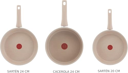Batería de Cocina T-fal Aluminio Negro Antiadherente con Termo Señal y Termo-Fusión