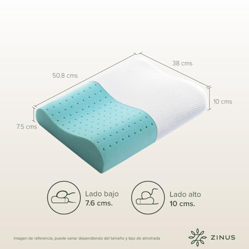 Almohada de Memory Foam Zinus Ergonómica Espuma Viscoelástica de Alta Densidad Diseño Contorneado
