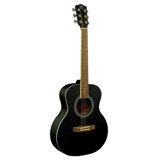 BAMBOO, Guitarra Acústica Vision Negra con Funda, 38 pulgadas, madera Linden