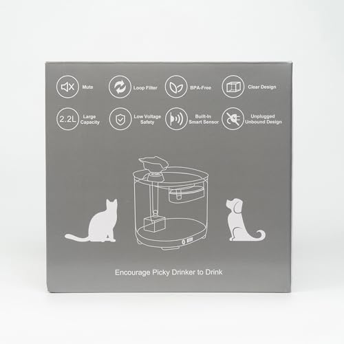 HAPUP Fuente para Gatos sin Cable 2,2L Bebedero Gatos Automatico Fuente de Agua para Gatos con Sensor de Movimiento Pilas de 5000 mAh Bomba Silenciosa y Filtro Fuente Gatos