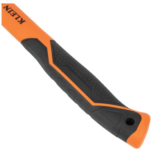 Klein Tools H80816 - Martillo de garra recta con cabeza lisa, 16 onzas, mango de agarre antideslizante de fibra de vidrio que absorbe los golpes con orificio de anclaje, 13 pulgadas