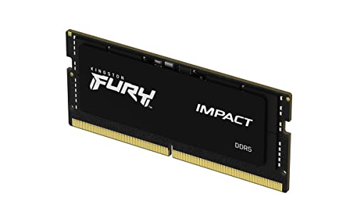 Kingston Fury Impact DDR5, Memoria Gamer para Laptop, Capacidad: 32GB, Frecuencia: 4800MT/s, Latencia: CL 38, Factor de Forma: SODIMM 262-Pin, Color: Negro, Numero de Parte: KF548S38IB-32