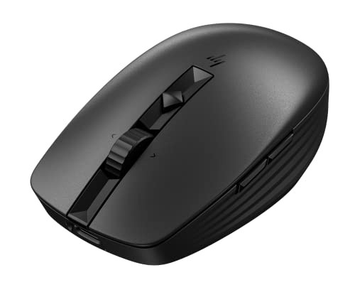 HP Mouse Silencioso Recargable 710 Negro, Inalámbrico, Recargable, Ambidiestro, Botones Programables, Compatible con Mac, Windows, Chrome, Negro (6E6F2AA)