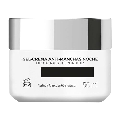 L'Oréal Paris Gel Crema de Noche Anti-manchas Glycolic Bright con Ácido Glicólico y Niacinamida Vitamina E todo tipo de manchas, 50ml