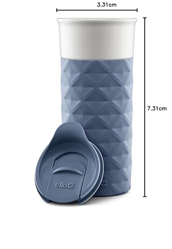 Ello Ogden BPA-Free Ceramic Travel Mug with Lid, Evening Blue, 16 oz