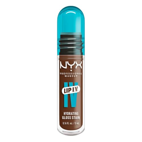 NYX Professional Makeup, LIP IV Gloss Serum Hidratante, Tono: Splash and Spice. Tinta de Labios hidratante con alto pigmento infusionado con agua de coco y magnesio. Fórmula vegana.