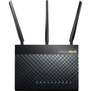 Asus Router AC1900 RT-AC68U, inalámbrico, Dual band, 5 puertos Gigabit Ethernet, 2 puertos USB 3.0 y compatibilidad con AiMesh para sistema WiFi en malla