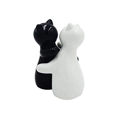 Botellas de sal y pimienta, lindos trajes de pareja de gatos, cerámica libre de escombros, trajes blancos y negros, fácil de suministrar y distribuir (condimentos y especias) - perfecto para regalos, S1