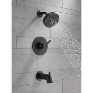 Delta Faucet Trinsic 14 Series - Kit de molduras de tina y ducha de una sola función con cabezal de ducha H2Okinetic de una sola vez, bronce champaña T14459-CZ (válvula no incluida)