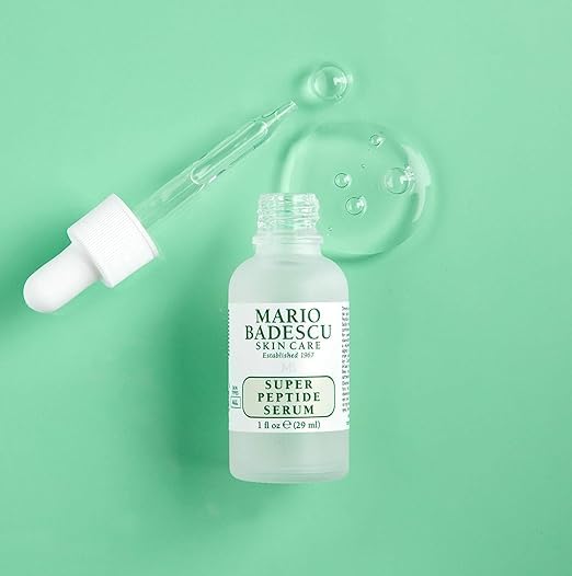 Mario Badescu Super Peptide Serum para todo tipo de piel, reduce la apariencia de líneas secas y arrugas, formulado con hialuronato de sodio y péptidos, 29 ml