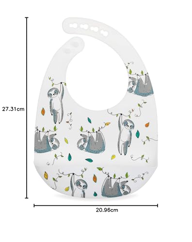 Baberos de Silicona Nuby Hojas y Perezosos Ajustables con Cuchara