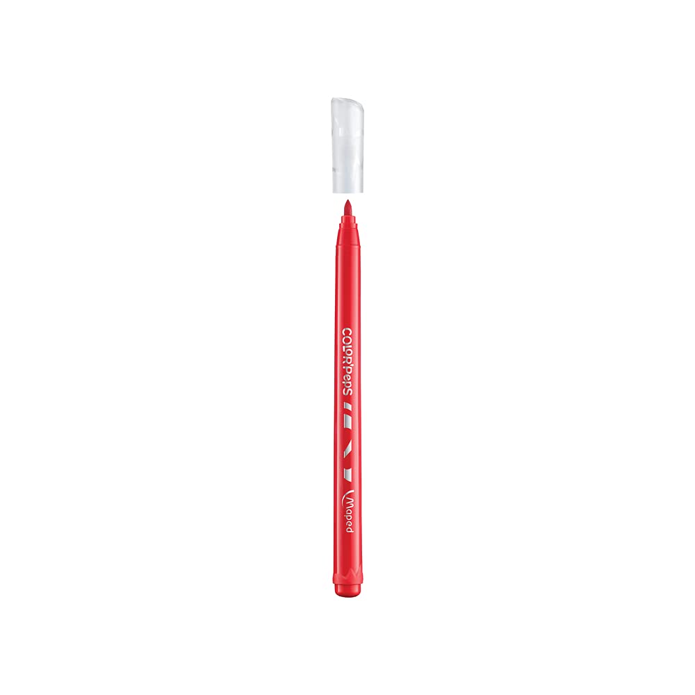 Maped - Plumones Ocean Color Peps - 36 rotuladores de tinta lavable para colorear - Punta mediana bloqueada suave - Bolsa de plástico de 36 colores