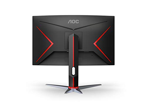 AOC C24G2 Monitor de Juego Curvo sin Marco de 24" Pulgadas, 1920x1080 FHD, 1500R Curvado VA, 1ms, 165Hz, AMD FreeSync, Altura Ajustable HAS. Garantía de 3 años en Panel.