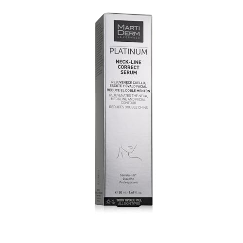 MartiDerm Neck Line Correct Sérum. Rejuvenece cuello, escote y ovalo facial. Proteoglicanos + Genisteína + Glaucina + Shiitake-lift. Reduce arrugas y el doble mentón. - 50 ml