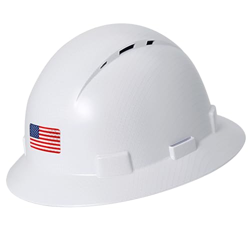 Aolamegs Safe Casco de ala Completa de Fibra de Carbono Blanco Mate con Gafas de Seguridad y Forro para Hombres y Mujeres, Aprobado por ANSI Z89.1, Seguridad con Correa de Barbilla y Visera Solar