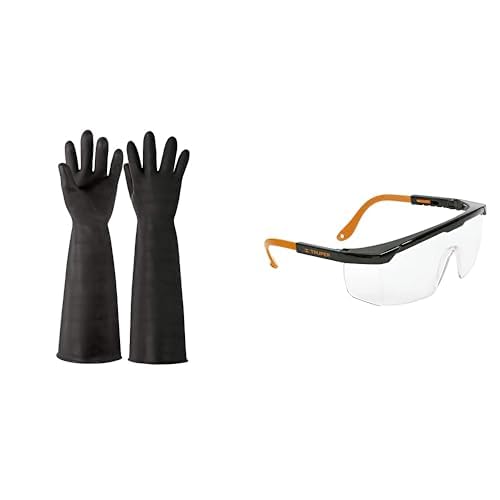 Guantes de Látex Industriales Truper Grandes + Lentes de Seguridad Ajustables Truper Mica Transparente Classic