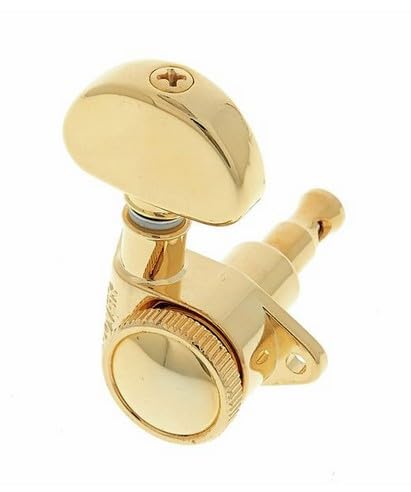 Grover 502G ROTO-GRIP - Juego de afinadores de guitarra rotomática, juego de afinación 3+3 18:1, teclas de afinación doradas, botón de riñón, tonebird Dunlop, paquete de tela pulida, cabezales de