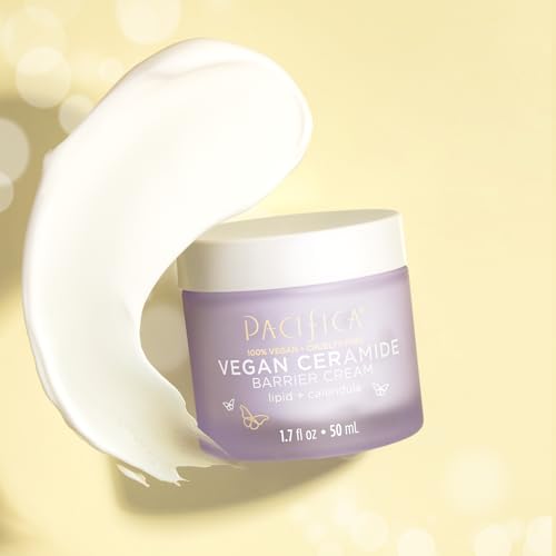 Pacifica Crema facial para reparación de barreras de cerámica vegana, crema hidratante diaria, crema hidratante, aprobada por la asociación ecezma, segura para pieles sensibles, sin fragancia, 100% vegana + libre de crueldad