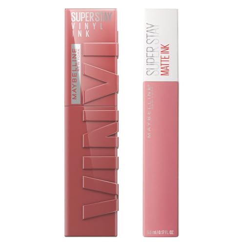 Labial líquido brillante Maybelline Super Stay Vinyl Ink Cheeky + Labial Liquido Matte Larga Duracion Superstay, Matte Ink 10 Dreamer, 5 g