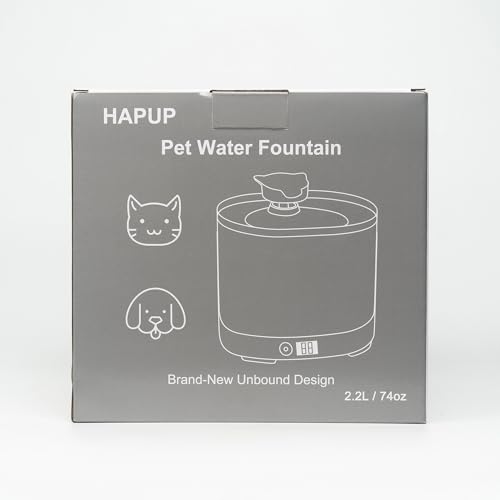 HAPUP Fuente para Gatos sin Cable 2,2L Bebedero Gatos Automatico Fuente de Agua para Gatos con Sensor de Movimiento Pilas de 5000 mAh Bomba Silenciosa y Filtro Fuente Gatos