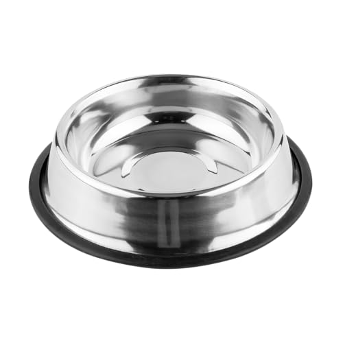 Fancy Pets Plato de Acero Inoxidable Ligero Antiderrapante para Perro con 32 Onzas o 907 Gramos