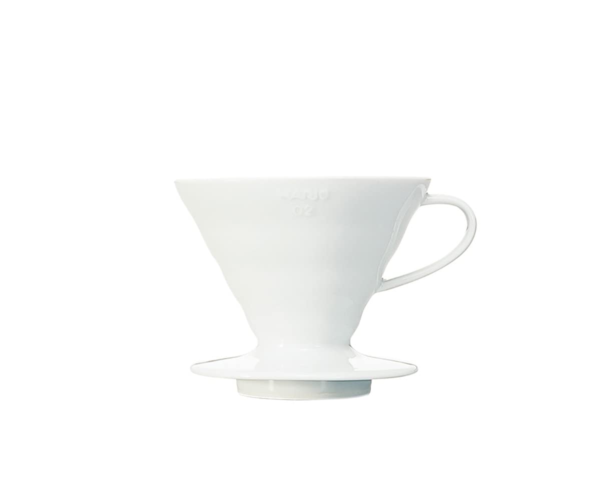 Hario V60 - Cafetera de cerámica para verter sobre cono tamaño 02, color blanco