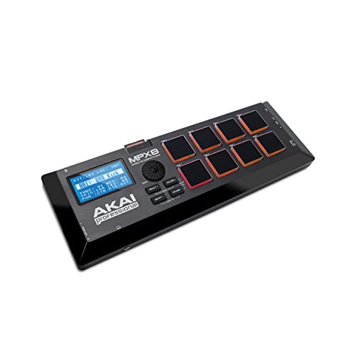 AKAI Professional MPX8 - Controlador MIDI y lanzador de samples portátil USB con 8 pads sensibles a la velocidad y ranura para tarjeta SD