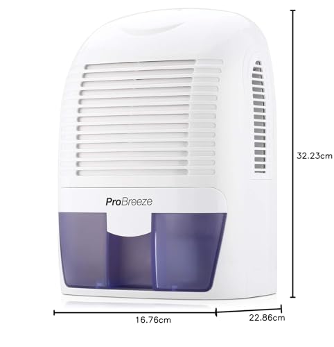 Pro Breeze Deshumidificador 1500 ML, Compacto y Portátil con Auto Apagado. Elimina la Humedad, el Polvo y el Moho en el Hogar. Ideal para Habitaciones, Closet, Cocina, Baño, Oficina, Garaje