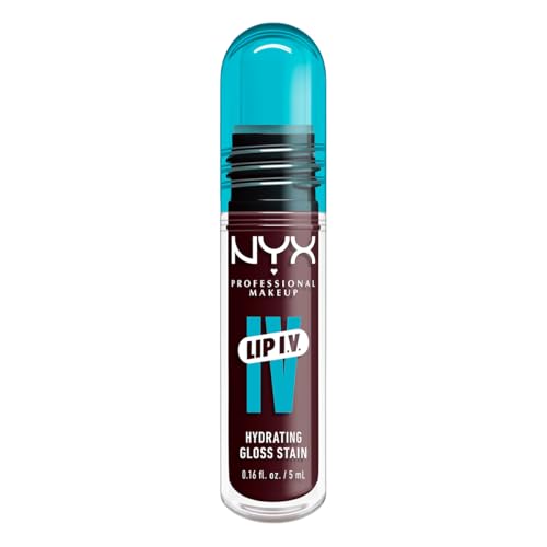 NYX Professional Makeup, LIP IV Gloss Serum Hidratante, Tono: Mauve N Moist. Tinta de Labios hidratante con alto pigmento infusionado con agua de coco y magnesio. Fórmula vegana.
