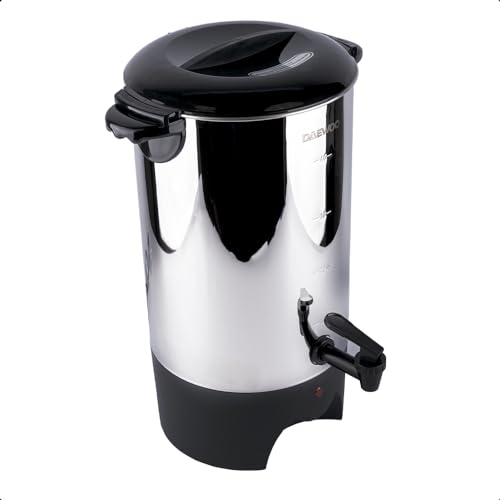 DAEWOO Cafetera eléctrica DCP-6L-40 con cap. 6L de acero inoxidable, tapa con asas y dispensador antigoteo con potencia de 1000W