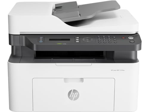 HP Impresora Multifuncional Láser MFP 137fnw, Impresión en Negro, Dúplex, (Doble Cara) Manual, WiFi, USB, Ethernet, Smart App, Imprime, Copia y Escaneado, Fax (4ZB84A)