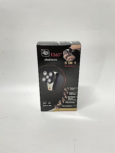 Afeitadora Eléctrica Hombre,Afeitadora Eléctrica 5 en 1 Para Hombres,Afeitadoras de Cabeza Flotante 4D para Hombres Calvos,Kit de Aseo Inalámbrico Skull Shaver 5 Head con IPX7 Impermeable,para Barba