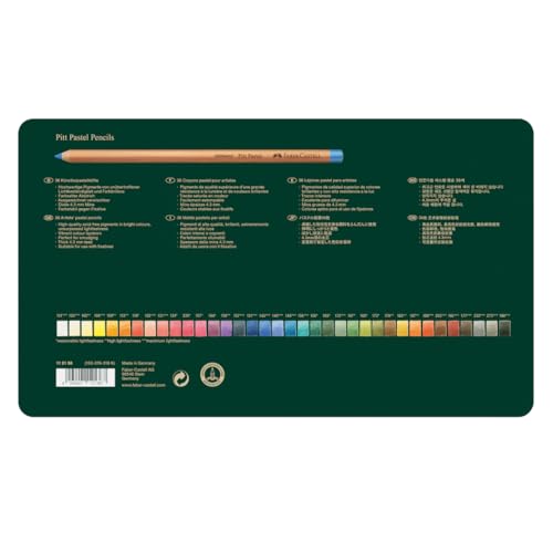 Faber-Castell Lápices de color Pitt Pastel Pencil para Arte con 36 Diferentes Colores, están fabricados con pigmentos de alta calidad, tienen una textura suave y seca, característica de los pasteles