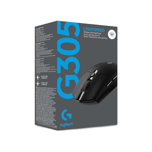 Logitech G305 LIGHTSPEED Mouse Gaming Inalámbrico, Sensor HERO 12K, 12,000 DPI, Batería de 250h, 6 Botones Programables, Memoría Integrada, PC/Mac - Negro