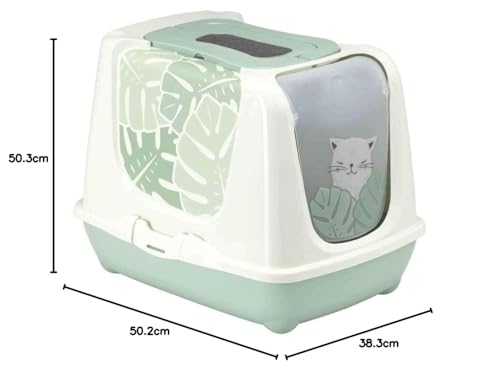 Arenero Grande Moderna Eden Verde Oscuro Resistente a Arañazos y Rayos UV para Gatos