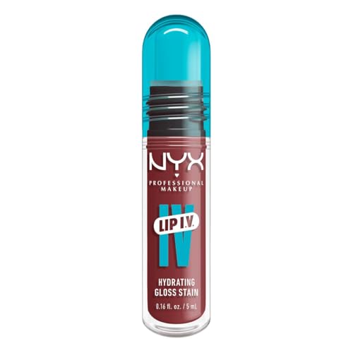 NYX Professional Makeup, LIP IV Gloss Serum Hidratante, Tono: Hydra Honey. Tinta de Labios hidratante con alto pigmento infusionado con agua de coco y magnesio. Fórmula vegana.